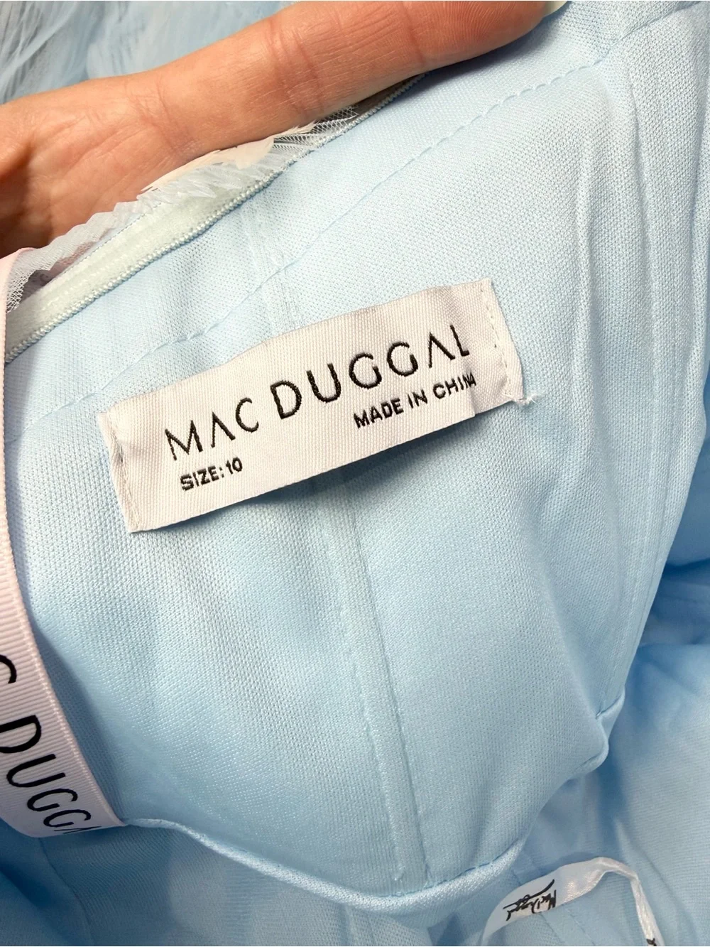 Mac Duggal 20529 Powder Blue Feather Strapless Tulle Fit & Flare Dress NWT 10 - Picture 9 of 16